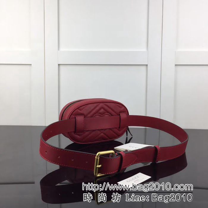 GUCCI古馳原單 新款專櫃品質高仿原單貨實物實拍 476434繡線 大紅腰包 HY1108